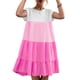 thumbnail image 5 of Vestido de una pieza Octpeak Verano Empalme Color Contraste Clásico Rosa Roja XL, 5 of 5