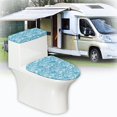thumbnail image 6 of FORUDESIGNS Blue Tropical Leaf Pattern 2 Pack Toilet Lid Cover and Toilet Tank Lid Cover Universal Toilet Seat Cozy Decoraction Fits Most Round Elongated and Oblong Lids, 6 of 8