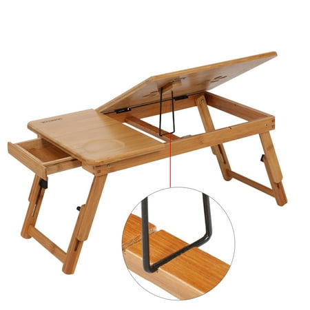 Sonew Portable Folding Bamboo Bed Laptop Desk Adjustable Lap
