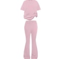 thumbnail image 5 of mgoYE Girls Spring Outfits Short Sleeve Bow/Heart Graphic T-Shirt Sweatshirt Bell Bottom Pants Fall Summer Clothing 2 Piece Set 7T 8T 9T 10T 11T 12T Size 9-10 Years, 5 of 5