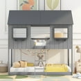 thumbnail image 2 of Bellemave Kids Bunk Bed Twin Over Twin, Wooden House Bunk Bed with Roof and Windows, Floor Bunk Beds for Kids Teens Girls Boys, No Spring Box Required (Gray), 2 of 8