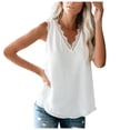 thumbnail image 2 of OKBOP Ladies Tops And Blouses,Fashion Sexy V-Neck Lace Patch Vestsolid Color Sleeveless Tank Plus Size Blouse Shirt Stays, 2 of 9