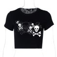 thumbnail image 1 of Camiseta gótica de calavera Punk para mujer, camiseta informal de verano de los años 90 con estampado gráfico Grunge Vintage, camiseta de manga corta Y2k, Top corto ajustado Tan Jianjun unisex, 1 of 2