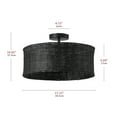 thumbnail image 5 of Aiwen 3-Light Modern Rattan Chandelier, Black Iron Cage Ceiling Light, 5 of 7