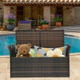 thumbnail image 3 of Seizeen Patio Storage Bench, Outdoor Wicker Deck Box, PE Rattan Patio Storage Furniture with All-Weather Zippered Cushion, Brown, 41.7inch, 3 of 11