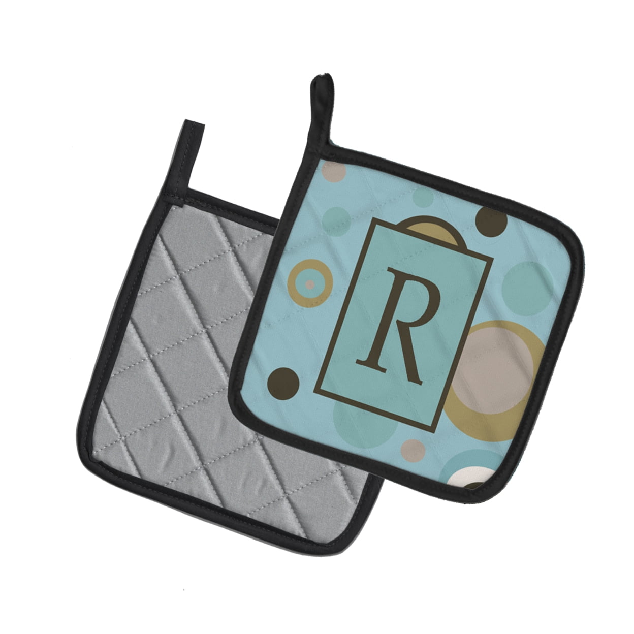 Carolines Treasures CJ1013-RPTHD Letter R Initial Monogram - Blue Dots Pair of Pot Holders, 7.5HX7.5W, multicolor