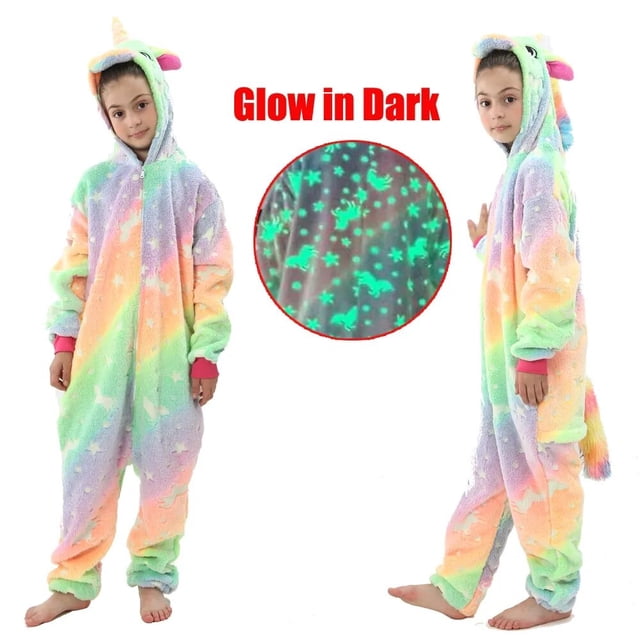 Pijamas que brillan en la oscuridad para niños, monos de franela de invierno para niños, pijamas para bebés y niñas, ropa de dormir de felpa Pjs