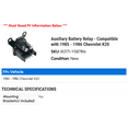 thumbnail image 2 of Auxiliary Battery Relay - Compatible with 1985 - 1986 Chevy K20, 2 of 2