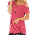 thumbnail image 4 of Women's Casual Kink Short Sleeve T-shirt Short Sleeve Slant Shoulder Top/shirt, 4 of 8
