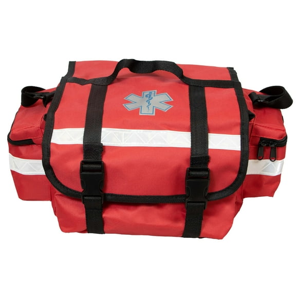 Primacare KB-RO74-RWM EMT Emergency Trauma First Responder Medical Bag With Multiple Compartments Empty, Red