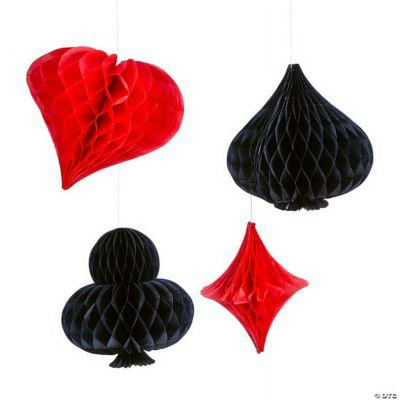 Casino Night Hanging Honeycomb Decorations, Party, Party Decor, 4 Pieces