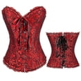 thumbnail image 3 of Women's Vintage Palace Shapewear Bustiers Corsets Satin Boned Lace Up Strapless Overbust Corset Bridal Bodysuit, 3 of 4