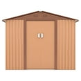 thumbnail image 4 of HOGYME 8' x 8' Outdoor Storage Shed, Garden Metal Tool Shed w/ Lockable Doors Vents, for Backyard Patio Lawn, Brown, 4 of 21
