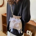thumbnail image 5 of Vjnyvs Lace Bow Tote Bag White Pearl Handle Bag Evening Clutch Bag Summer Bucket Crossbody Bag Women Supply for Daily Matching, 5 of 7