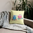 thumbnail image 2 of Blooming Skies 18"x18" Blue & Pink Owls Accent Pillow, Home Decor Decorative Pillow, 2 of 4