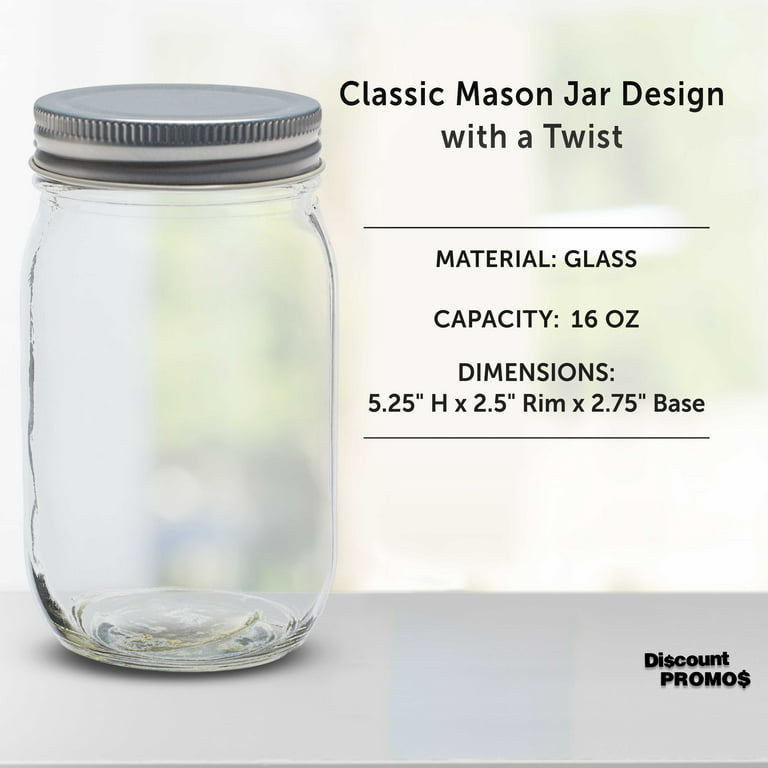 Mason Jars with Lids 16 oz. Set of 10, Bulk Pack - Glass Jars for Overnight  Oats, Candies, Fruits, Pickles, Spices, Beverages - Green