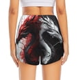 thumbnail image 3 of Picia Cool Black And White Dragon Pattern Women's 2 in 1 Athletic Running Shorts High Waisted Workout Casual Gym Sweat Shorts with Comfy Liner Zipper Pockets-Large, 3 of 9