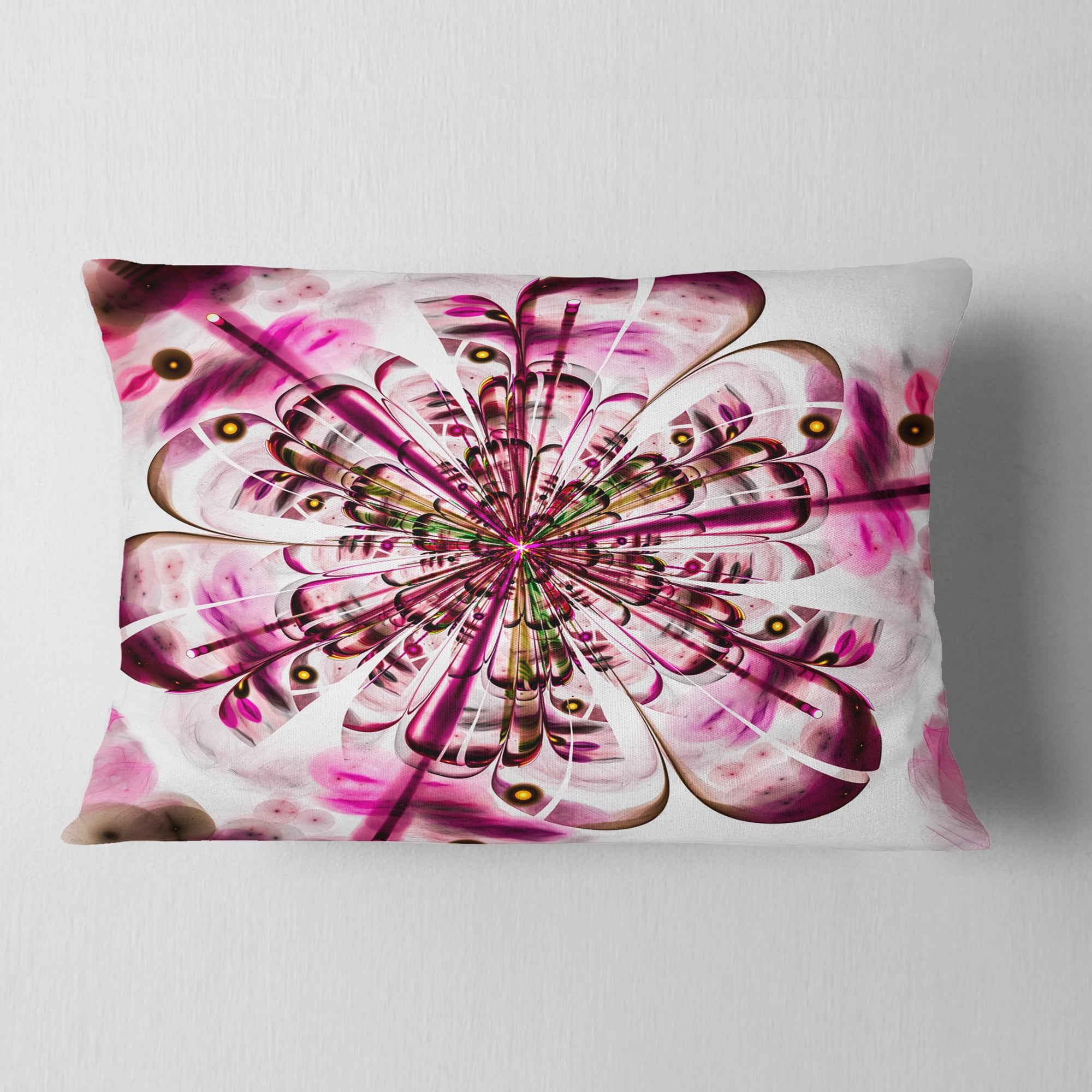 Designart Perfect Digital Flower Art in Dark Pink - Floral Throw Pillow - 12x20