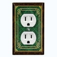 thumbnail image 1 of Metal Light Switch Plate Cover Elegant Victorian Floral Damask Frame Green FRA078, 1 of 13