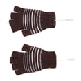 thumbnail image 3 of 1 par de guantes calefactores de invierno con USB de 5 V para hombre y mujer, guantes calefactables de medio dedo, color café, 3 of 14
