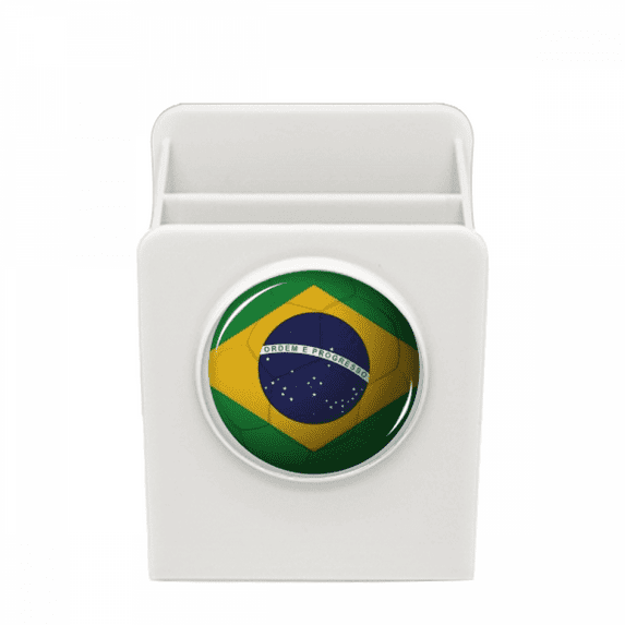 Brazil National Flag Soccer Football Desk Pencil Holder Cup Pen Organizer