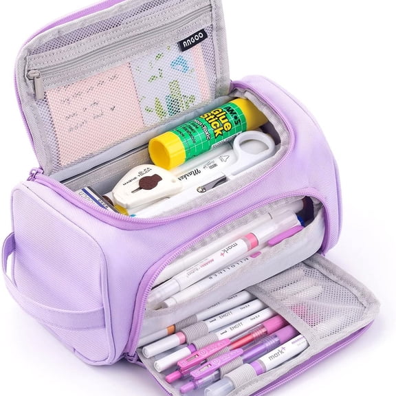 Big Capacity Pencil Case High Large Storage Pouch Marker Pen Case Travel Simple Stationery Bag College Office Organizer for Teens Adults Student(purple)
