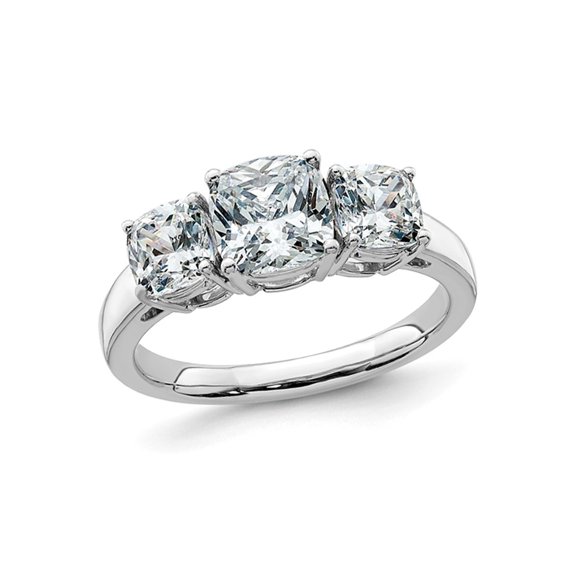2.35 Carat (Ctw) Synthetic Moissanite Three-Stone Ring in 14K White Gold for Women