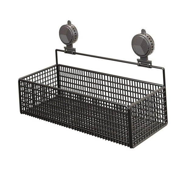 Estante de almacenamiento de champú y cosméticos Organizador de baño Cesta de ducha moderna de metal Negro M