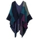 thumbnail image 3 of - Cárdigan con Capa de Poncho de Color a Cuadros para Mujer - Púrpura, Única Macarena Capa delantera abierta para poncho, 3 of 8