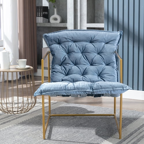 Accent Chair, Upholstered Living Room Chairs with Golden Powder Coated ...