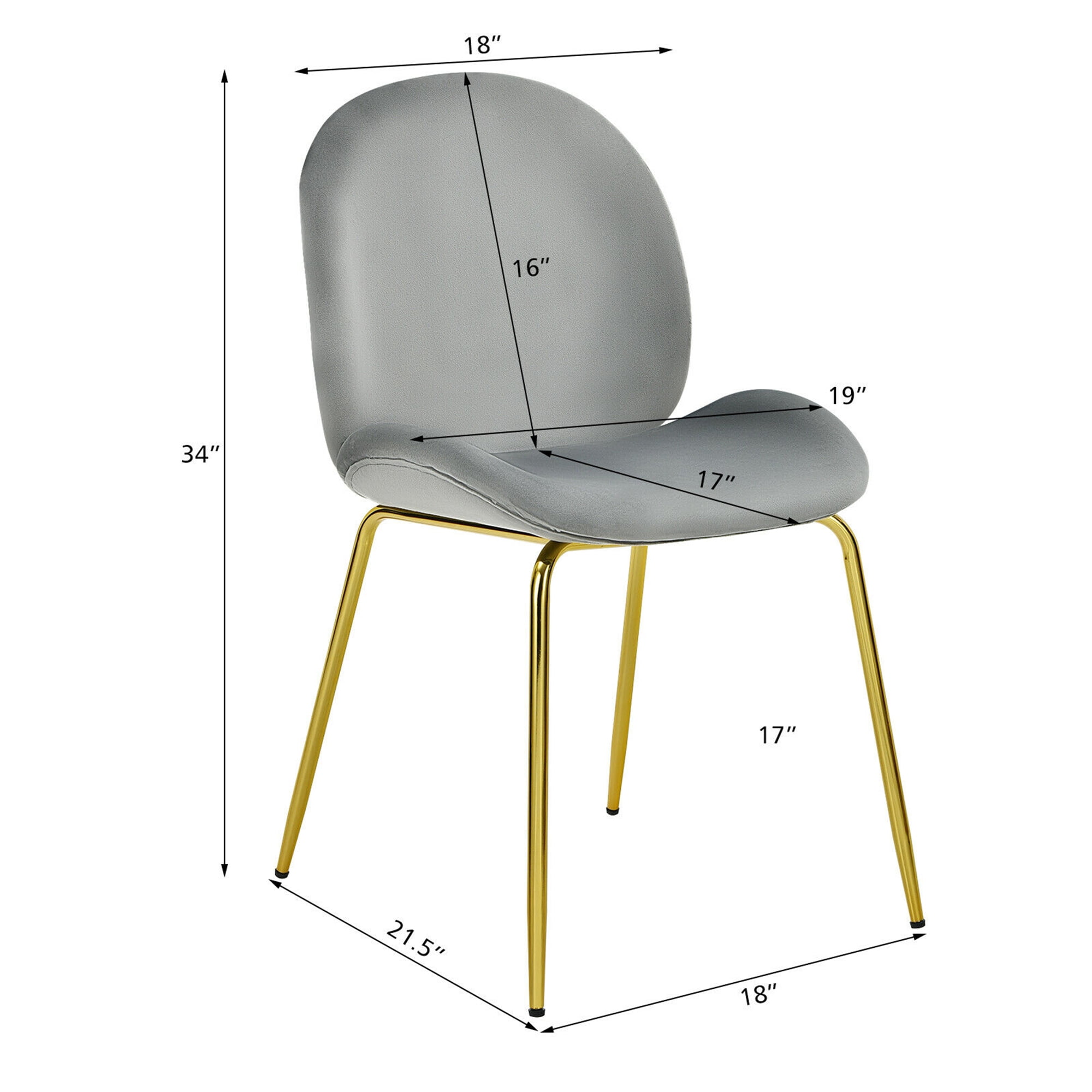 Gymax 4PCS Velvet Dining Chair Accent Leisure Chair Armless Side Chair Grey