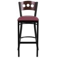 thumbnail image 6 of Flash Furniture HERCULES Series Black 3 Circle Back Metal Restaurant Barstool - Walnut Wood Back, Burgundy Vinyl Seat, 6 of 7