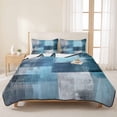 thumbnail image 3 of King Quilt Set 96''x106'', Teal Blue Lightweight Bedspread Coverlet Set with 2 Pillow Shams, Modern Oil Painting Abstract Ombre Geometric Breathable All Season Quilt Bedding for Bedroom/Guest Room, 3 of 9