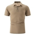 thumbnail image 2 of WREESH Men's Casual Solid Color Henley Shirts Short Sleeve Button Turndown Pullover Shirt Classic Slim Top for Everyday Wear Khaki, 2 of 6