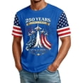 thumbnail image 3 of Men's US 250th Anniversary T-Shirt with Jet Smoke Flag and America Strong Text Featuring Star Spangled Sleeves Blue S, 3 of 6