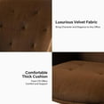 thumbnail image 2 of Velvet Tufted Office Chair Upholstered Swivel Modern Adjustable Armchair Metal Base Home Bedroom Brown, 2 of 7