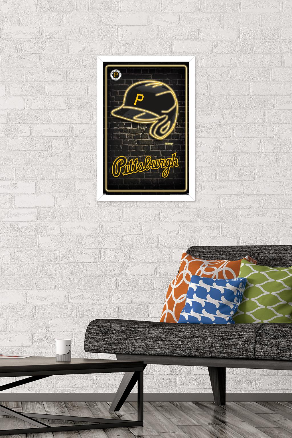 MLB Pittsburgh Pirates - Neon Helmet 23 Wall Poster, 14.725" x 22.375" Framed