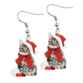 thumbnail image 1 of Aretes con temática de gato navideño Salvador Acrílico, 1 of 10