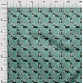 thumbnail image 3 of oneOone Georgette Viscose Teal Green Fabric Floral & Puppies Dress Material Fabric Print Fabric By The Yard 42 Inch Wide, 3 of 5