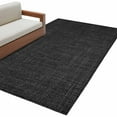 thumbnail image 2 of Black 3x5 Area Rugs, Farmhouse Burlap Solid Black Color Modern Linen Texture Non-Skid Rubber Backing Large Rectangle Rugs - Living Room Bedroom Home Office, Indoor Floor Mat Carpets Washable Rug, 2 of 9