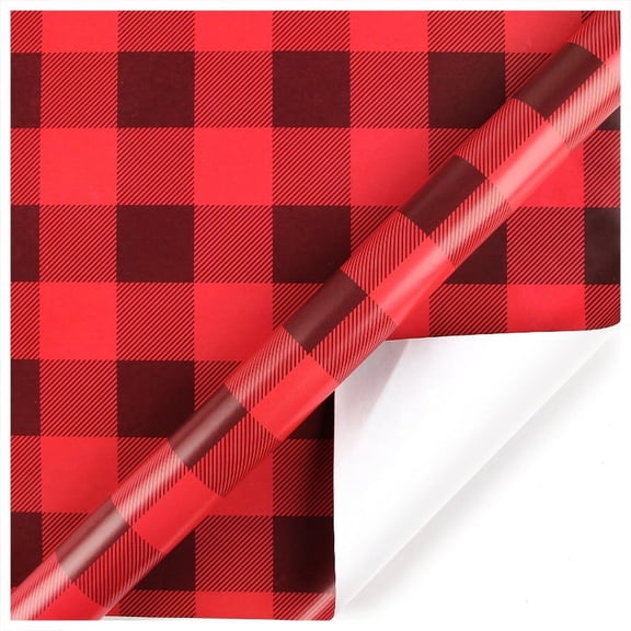 WRISTBIQUE Black and Red Christmas Wrapping Paper Copperplate Checkered 5Pcs Decorative Packaging