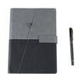 thumbnail image 1 of Cuaderno de hojas sueltas Sincero A5 Cuero PU costuras negras y grises con bolígrafo, 1 of 10