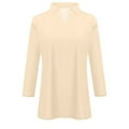 thumbnail image 4 of Resicozy Womens V Neck Polo Shirts 3/4 Sleeve Collared V Neck Tops Business Casual Summer Tops Trendy Loose Solid Color Shirt Beige 2XL, 4 of 4