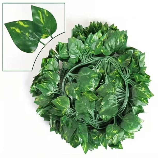 4 piezas, 2 metros de hiedra artificial de ratán simulada, hojas falsas de potos, decoración colgante de planta de flores de plástico, decoración de boda for fiesta temática de la selva