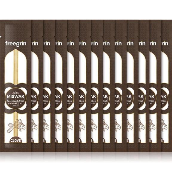 FREEGRIN 13 Pack Premium Miswak Sticks | Handpicked Thick-Cut Organic Toothbrushes | Durable Oral Care, Fresh Breath & Eco-Friendly | Clove Flavor