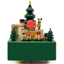 Christmas Train Music Box – Wind-Up Rotating Music Box with Holiday Scene, Classic Resin Christmas Decoration Gift for Kids & Adults