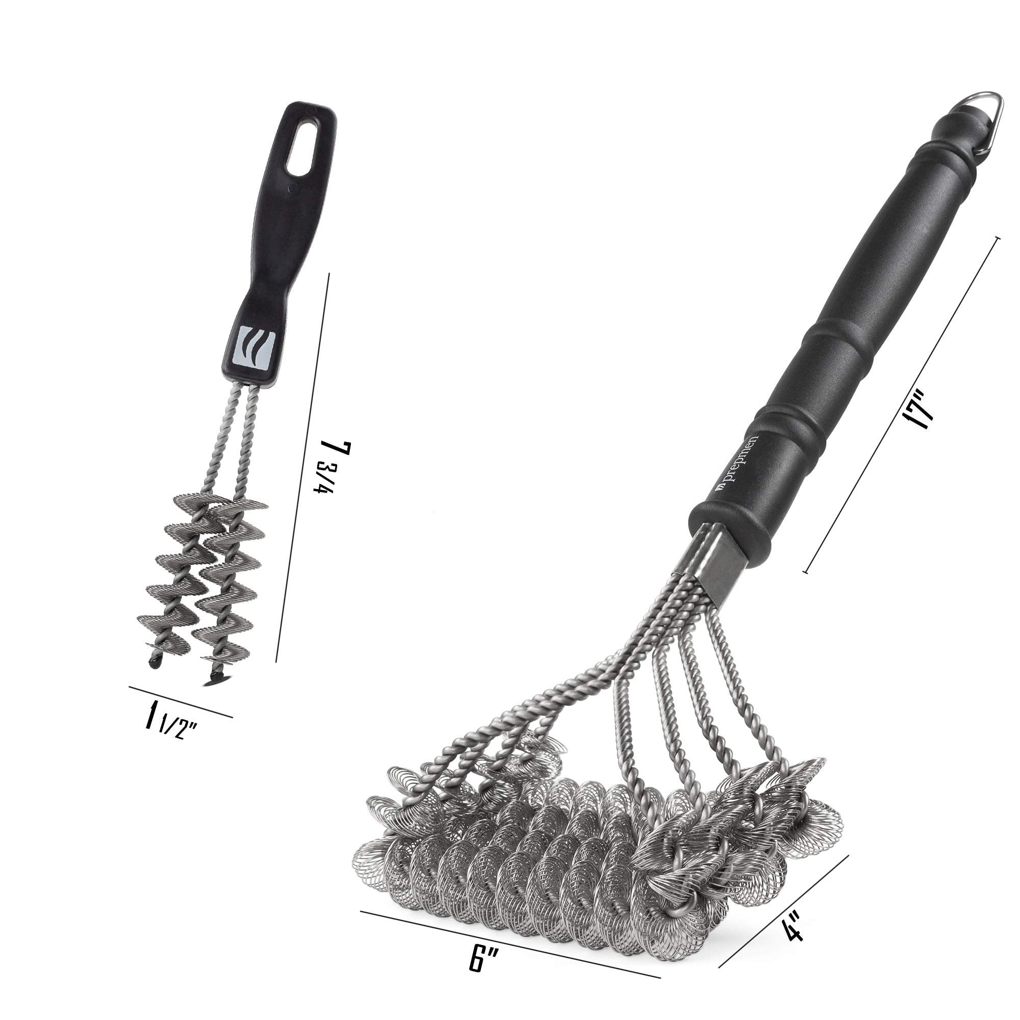Prepman BBQ Bristle Free Grill Brush Food Grade Stainless Steel with  Totebag 17