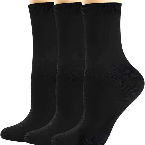 TELOLY Thin Merino Wool Boot Socks for Women,Warm Black Winter Cozy Comfy Breathable Dress Crew Hiking Socks