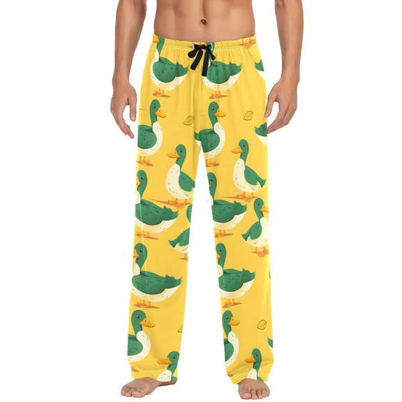 Cartoon Duck Men's Pajama Pants Cotton Long Sleepwear Lounge Pants L