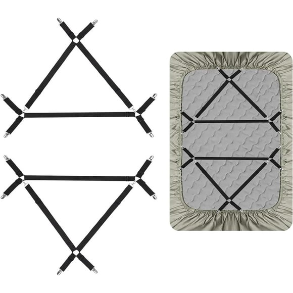 8Pcs Adjustable Bed Sheet Straps Clips, Elastic Mattress Sheet Fasteners Holder and Suspenders, Grippers to Hold Sheet, Mattress, Sofa, Couch, Table Cloth, Recliner Ironing Board Cover and More